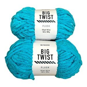 BIG TWIST PLUSH YARN PASTEL  ELECTRIC  BLUE Set of Two Skeins